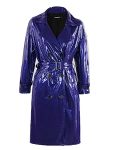 Autumn Long Purple Shiny Reflective Patent Pvc Leather Coat Women Belt Double Breasted European Fashion Purple XXL