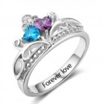 N2044 - Personalized 925 Sterling Silver Crown Tiara Ring