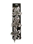 Flower With Metallic Finish On Clip Set Of 3 12CM Silver