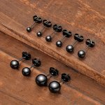 3PAIRS SET Fashion Stainless Steel Round Ball Stud Earrings Best Choice For Holiday
