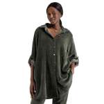 Goldair Gold Button Chenille Coatigan - Olive L xl