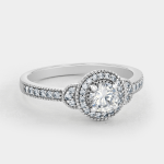 Chet Sterling Silver Cubic Zirconia Womens Round Vintage-style Halo Ring