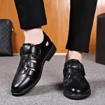 Men's Casual Hollow-out Sandals - Comfortable & Stylish Business Shoes With Magic Tape Closure Non-slip Rubber Sole
