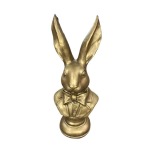 Tuxed Bunny Head Ceramic Statue - Gold Medium Or Large - Large