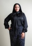 Bow Blouse In Satin - 46 Black