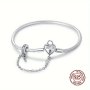 Elegant 925 Sterling Silvery Love Heart Charm Bracelet With Snake Chain - Hypoallergenic Perfect For Casual Attire & Valentine's Gift