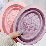 1PC Silicone Makeup Brush Cleaner Mat - Foldable Cleansing Pad With Textured Washing Surface Unscented Power-free Battery-free M