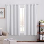 Homeideas Blackout Curtains 52 X 45 Inch Length Set Of 2 Panels Greyish White Room Darkening Bedroom Curtains drapes Thermal Gro