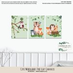 Canvas Cute Woodlands Tree Leaf Green Background