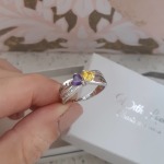 N308 - CRI102504 - 925 Sterling Silver Personalized Couples Names & Birthstones Ring - Size 9