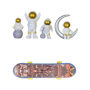 Astronaut On Skateboard Ornaments Four Piece Set