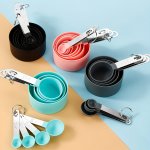 1 Set Measuring Cups And Spoons 8PCS Stackable Stainless Steel Handle Accurate Tablespoon For Measuring Dry And Liquid Ingredien