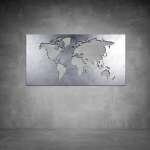 World Map Wall Art - 1040 X 535 X 20 Matt Silver Outdoor