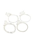 Silver Diamante Tennis & Pearl Bracelets 4-PACK