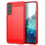 Galaxy S21 Plus Shockproof Carbon Fiber Design Cover - Red