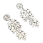 Silver Round Stud Leaf Earrings