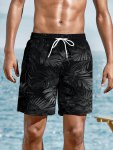 Tropical Floral Pattern Men's Board Shorts With Drawstring And Pockets Trendy And Stylish Shorts For Summer Beach Leisurewear