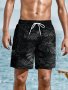 Tropical Floral Pattern Men's Board Shorts With Drawstring And Pockets Trendy And Stylish Shorts For Summer Beach Leisurewear