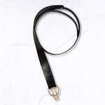 Genuine Leather Geometric Buckle Tie Belt - Black Free