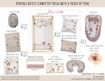 Cot Duvet Bedding Vintage Rustic Flower Pot Beige With Touch Of Pink Set