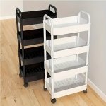 Space-saving 3 4-TIER Slim Storage Cart - Versatile Mobile Organizer For Kitchen Bathroom Laundry Room - Durable Plastic