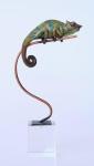 Green Bluish Chameleon On Perspex Base 34X15X7CM