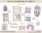 Cot Duvet Bedding Simple Grey Pink Monochrome Ellie Elephant Set