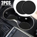 2PCS Black Car Cup Holder Anti-slip Coasters Premium Pvc Car Coasters Universal Fits Perfectly For Most Cup Car Interior Accesso