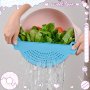 1PC Silicone Pot Edge Strainer - Kitchen Drainage Tool For Vegetables & Pasta Durable Pp Material Available In Red Yellow Blue