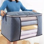 1PC Foldable Large Capacity Clothes Storage Bag Organizer With Clear Window Durable Polyamide Fabric Bedding Blanket Quilt Stora