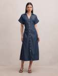 Penny Cinched Waist Midi Dress - 16 Indigo Chambray