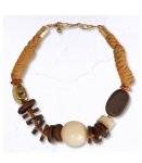 Giant Wooden Circle Choker - Brown Free