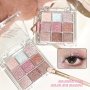 Sparkling 9-COLOR Eyeshadow Palette With Glitter & Sequins - Rose Pink Berry Blue Nude Shades For Festive Makeup