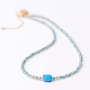 Goldair Gold & Aqua Gem Beaded Necklace - Aqua Calcite