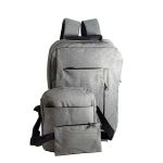 Backpack With Messenger Bag Handbag External USB For Traveling 3 Piece Set
