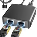 Bliyee Gigabit Ethernet Splitter 1 To 2 1000MBPS Internet Cable Splitter High Speed Network Splitter Dual Lan RJ45 Port Router S