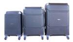 Smte 3 Piece Hard Outer Shell Quad Wheel Luggage Set S-1-5 Black With Keychain