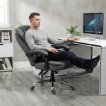 Reclining Office Chair With Footrest And Cushioned Seat