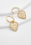 Sunray Eye Heart Hoop Earrings - Gold