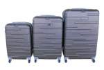 Smte Silver Abs Hardshell Luggage Set 3-PIECE Spinner Wheels With Keychain