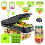 16-IN-1 Vegetable Chopper With Container & Side-opening Salad Jar Perfect For Vegetable Salads At Lunch And Dinner.chopper Set F