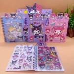 Sanrio Kuromi Cinnamoroll Cute Cartoon Themed Spiral Notebooks With Personalized Stickers And Charm Set - Kawaii Stationery Bund