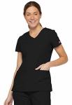 Dickies Eds Signature Scrubs For Women Contemporary Fit V-neck Womens Tops In Soft Brushed Poplin 85906 Black Xx-large