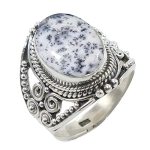Sterling Silver 925 Ring For Womens Natural Dendritic Opal Ring Sterling Silver Statement Ring Oval Gemstone Ring