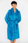 Senza Plush Huggle Hooded Soft Dressing Bathrobe Gown With Pockets & Belt For Women