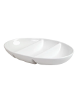 White Ceramic Three Section Serving Bowl 38CM - None None