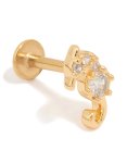 Goldair Gold Plated Surgical Steel Cubic Zirconia Floral Single Flat Back Stud
