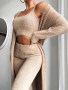 Three Piece Lounge Wear Set-brown - Small