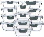 12 Pieces Glass Food Storage Containers