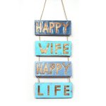 Wood Hanging Sign Happy Wife 20X43CM